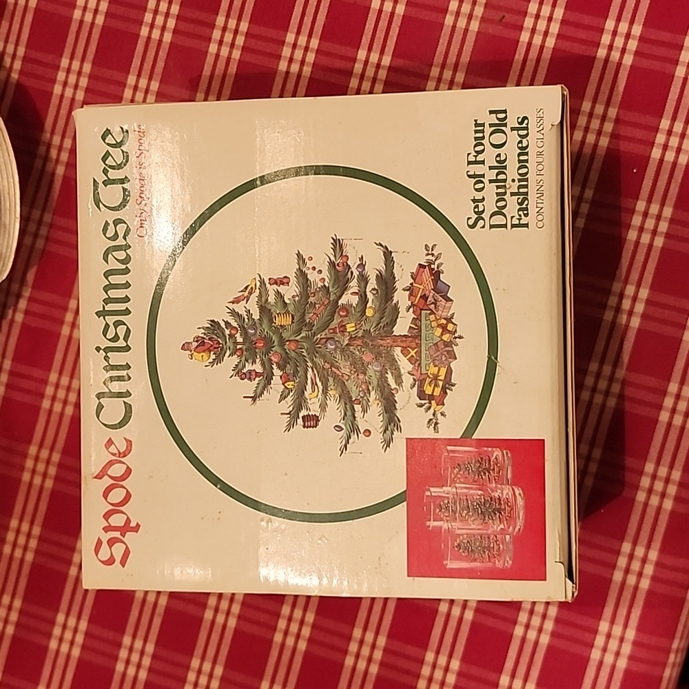 Spode Christmas Tree Double OLD Fashioneds 12 piece set, in box.